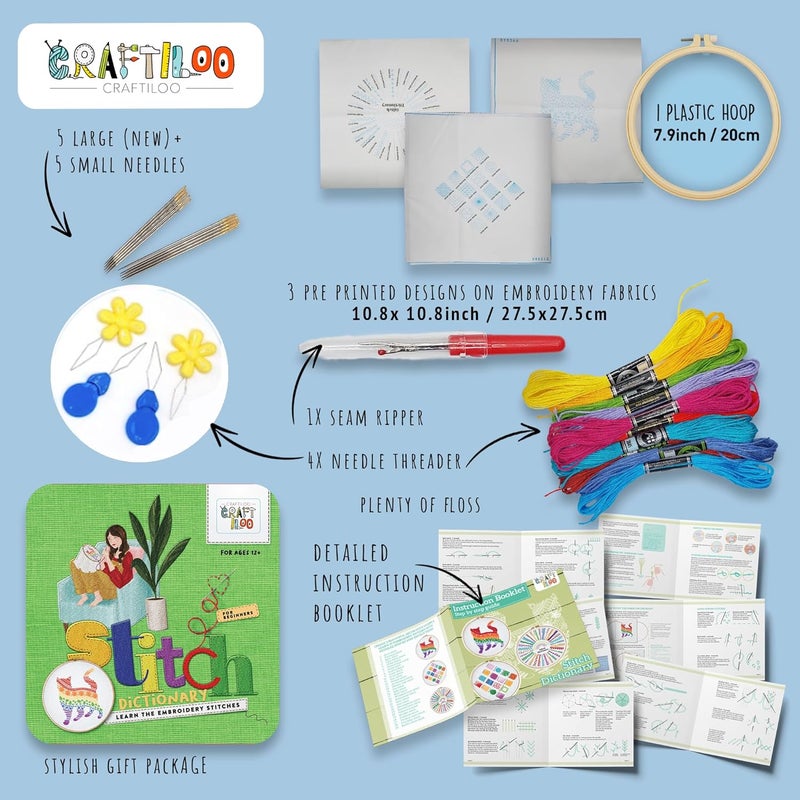 CRAFTILOO Embroidery Kit for Beginners Cross Stitch Kits for Beginners Embroidery Kits for Adults Cross Stitch kit Beginner Embroidery kit for Adults Cat - Image 2